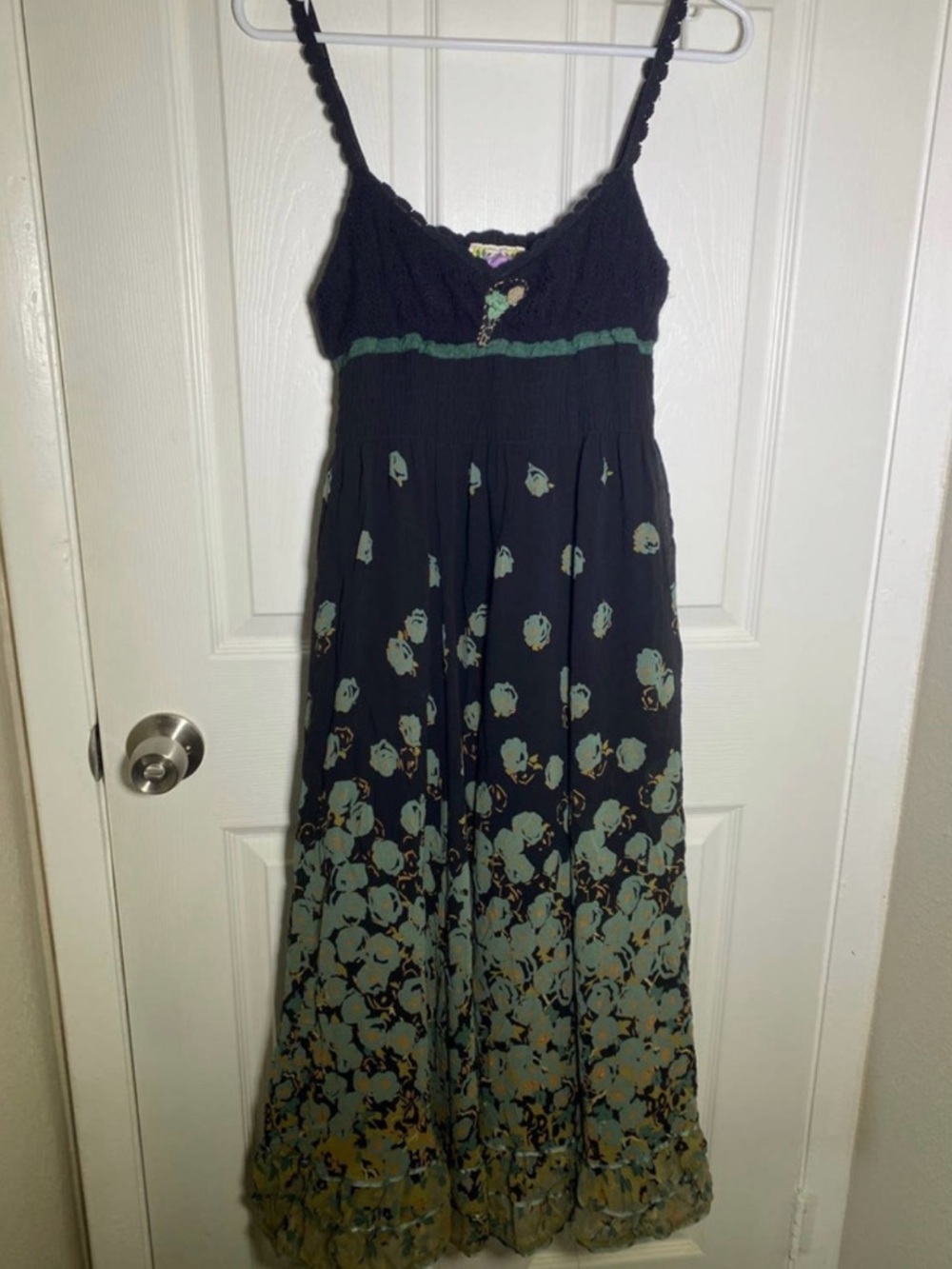 Free People floral silk chiffon spaghetti strap dress size